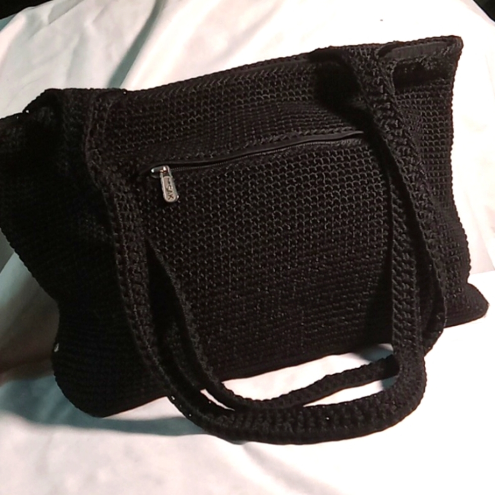 The Sak Crocheted Handbag black Zipper Closure